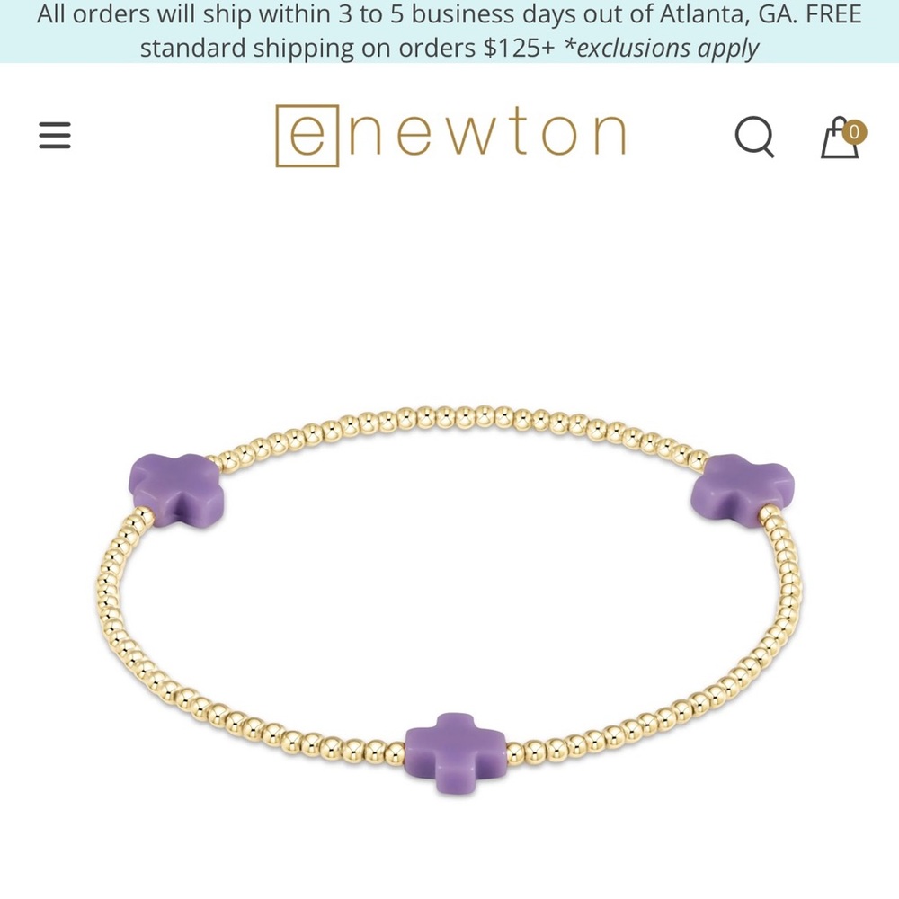 eNewton Gold Beaded Bracelet with Purple Charms